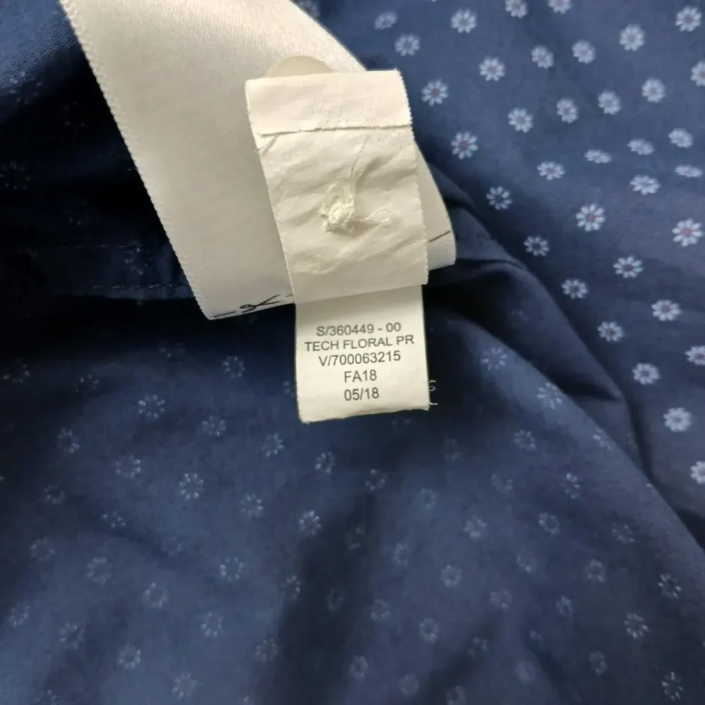Banana Republic Slim Flex Fit Tech Stretch Cotton Shirt Mens L navy blue floral